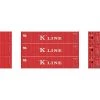 Discount 🔔 Athearn N 40' Corrugated Low-Cube Container, K Line #1 (3) 🥰