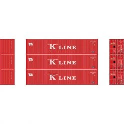 Discount 🔔 Athearn N 40' Corrugated Low-Cube Container, K Line #1 (3) 🥰
