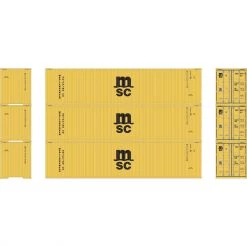 New ✔️ Athearn N 40' Corrugated HC Container, MSC/Yellow #1 (3) 🛒