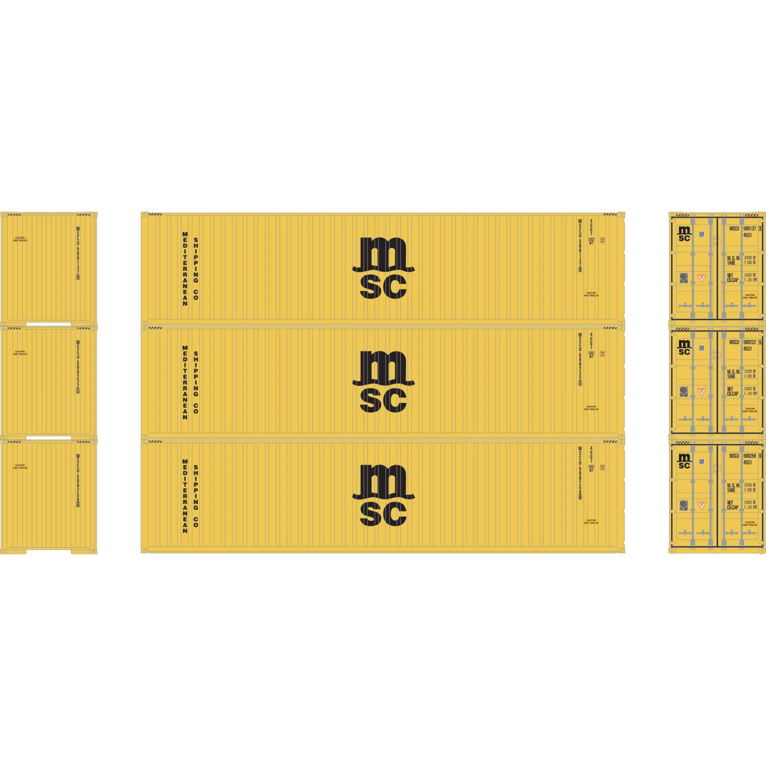 New βοΈ Athearn N 40' Corrugated HC Container, MSC/Yellow #1 (3) π 1 New βοΈ Athearn N 40' Corrugated HC Container, MSC/Yellow #1 (3) π