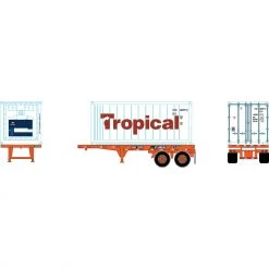 Best Pirce ✨ Athearn HO RTR 20' Chassis w Reefer Container Tropical ✔️